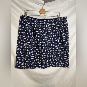 Boden Skirt Women 8 Blue White Print A Line Knee Length Lined Cotton
